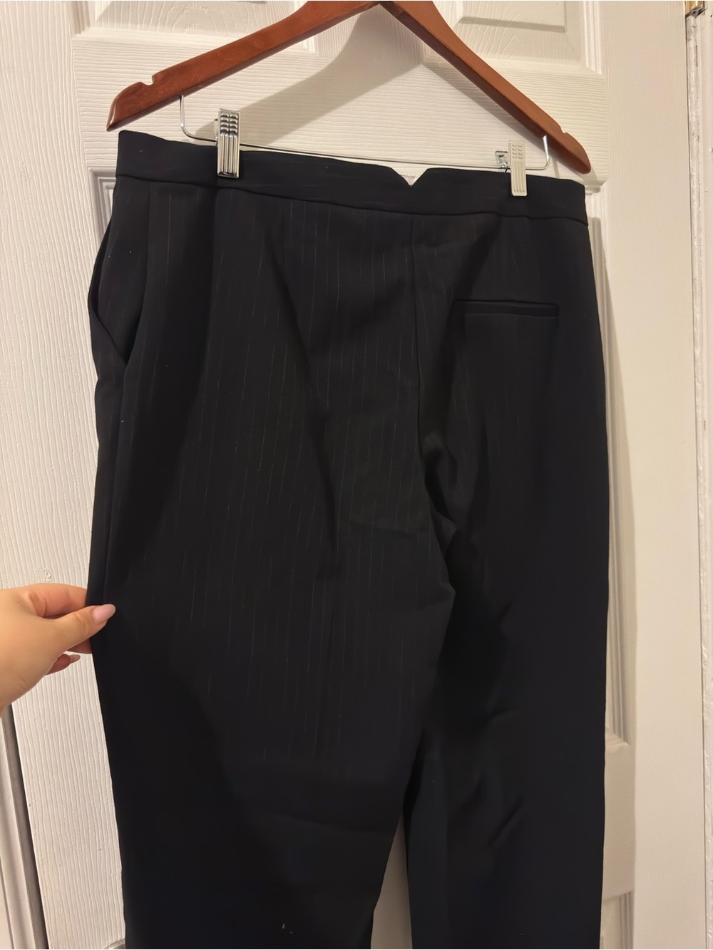 Zara Black Pinstripe High-Waist Wide-Leg Trousers - Picture 4 of 8